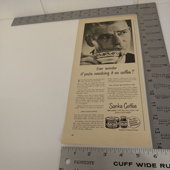 Sanka - Ever wonder if overdoing it on coffee - 1950 Original Retro Vtg PRINT AD - Picture 7 of 7